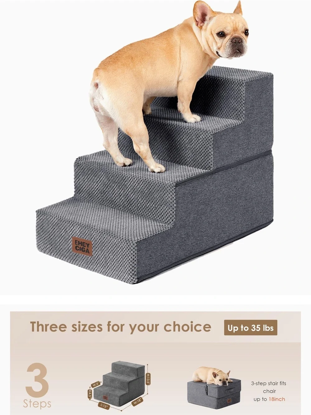 New in box EHEYCIGA Dog Stairs for Bed 18